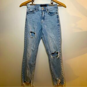 Aeropostale Mom Jeans Distressed Cropped Boot Cut Light Medium Wash 000 Regular